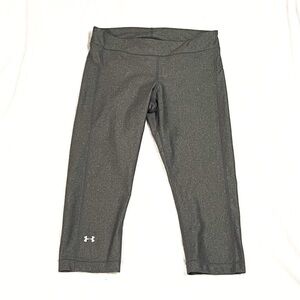 Under Armour Heat Gear Women’s Crop Leggings Mid Rise Solid Gray Compression L